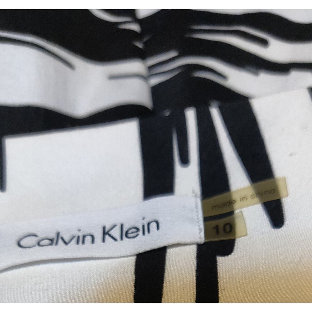 Black & White Dress CALVIN KLEIN Women Size 10 SLEEVELESS Zebra Quiet Luxury - Picture 13 of 16